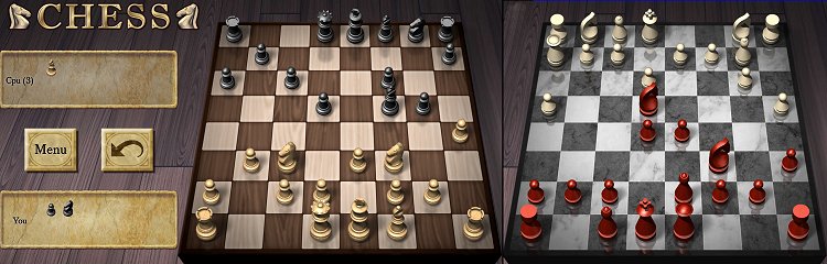 screenshots of Chess with 3D boards and piecesets